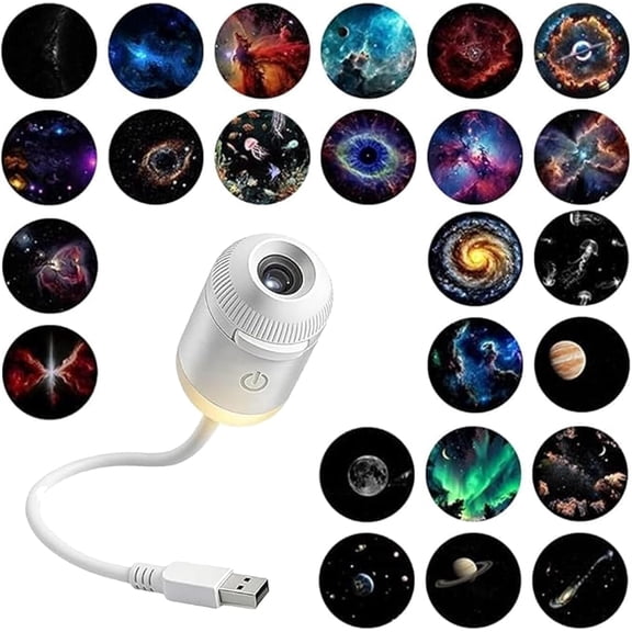 HD Smart Dynamic 5d Holographic Night Light Projector, Galaxy Projector, 2-in-1 Galaxy Projector Night Light, Portable Starry Night Light Projector with Projection Films