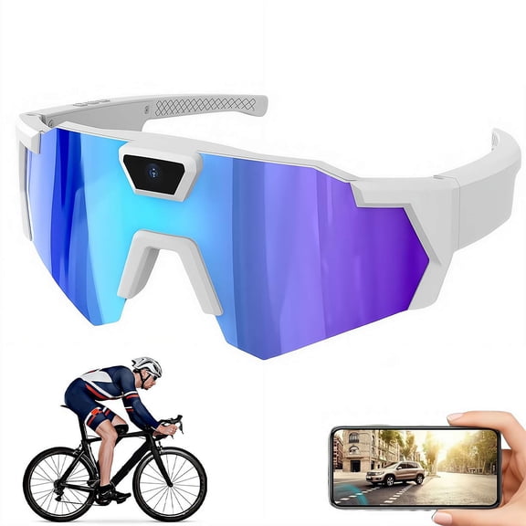 HD Sports Glasses with Camera, Smart Video Recording Glasses with 32GB Memory Card for Cycling Hiking Outdoor Activity