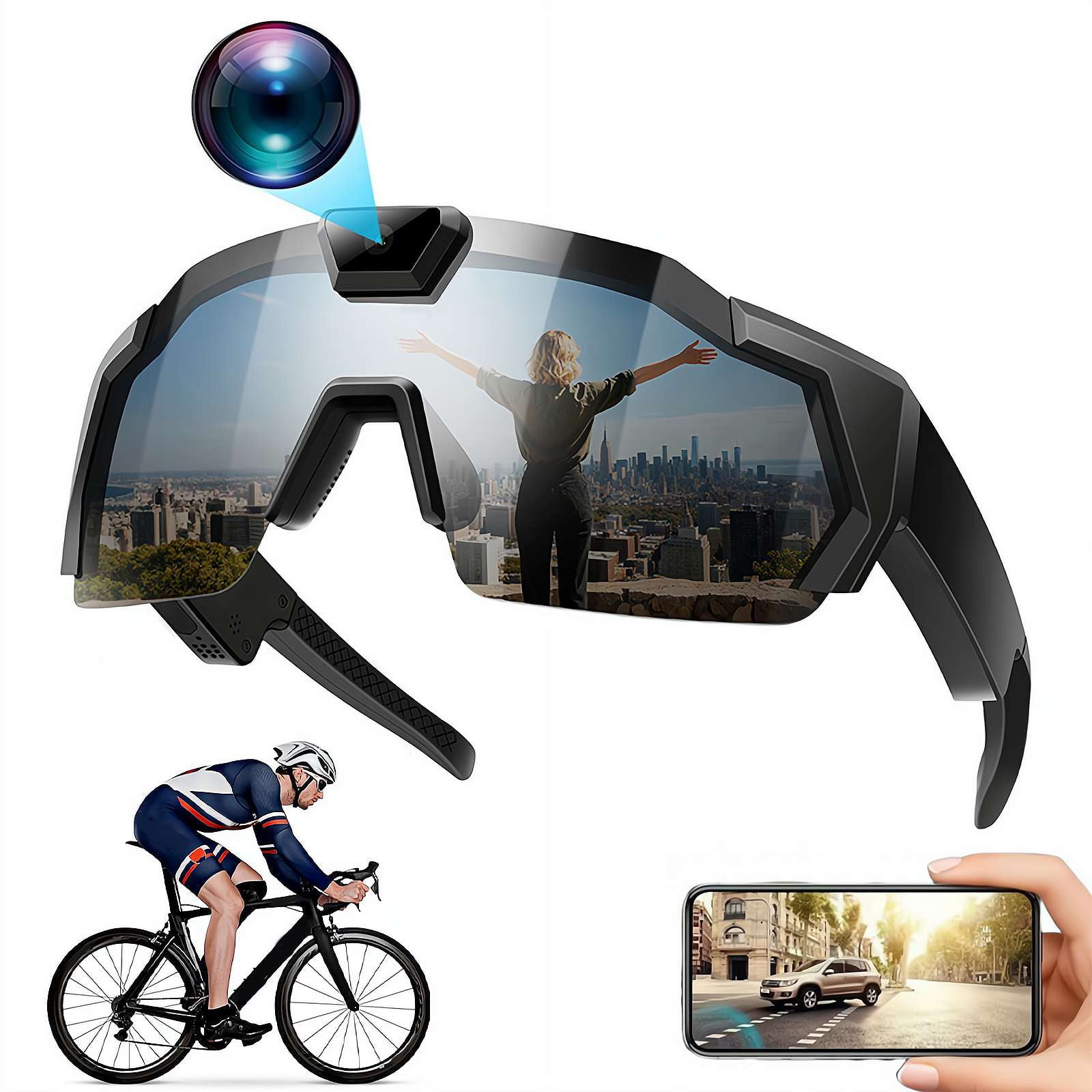 HD Sports Glasses with Camera, Smart Video Recording Glasses with 32GB Memory Card for Cycling Hiking Outdoor Activity