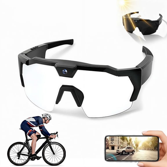 HD Sports Glasses with Camera, Smart Video Recording Glasses with 32GB Memory Card for Cycling Hiking Outdoor Activity
