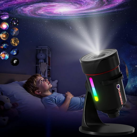 HD Star Projector with 10 Nebula Scenarios, 8-Color Night Light, Timer, and Super Wide Ceiling Coverage, Black Bestseling