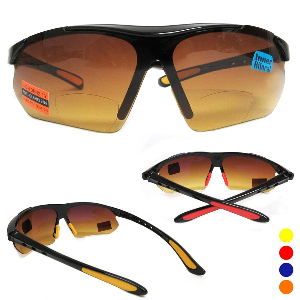 HD Sunglasses Anti Glare Inner Bifocal Lens 3.00 Readers UV400 Cycling Running
