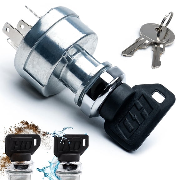 HD Switch Ignition Key Switch fits John Deere Models 300 301 302 322 332 400 401 480 JD24 655 755 830 855 856 920 955 1020 1120 2020 2030 2040 2120 2640 2653 2755 2840 2850 w/ 3 Keys & Free Carabiner