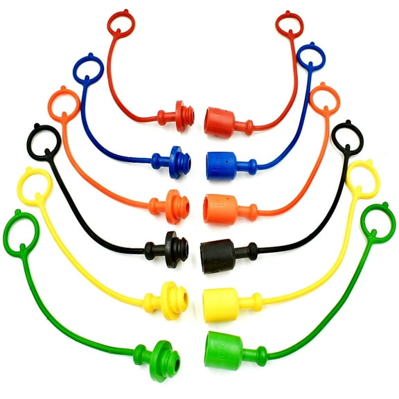 HD Switch Six Color Coded 1/2" Hydraulic Coupler Dust Cap & Plug Set fits John Deere AW-28043 AW28043 LVA10908 LVA13231 AR94522 Fasse W42410 W42411 W42412 W42413 W42414 W42415 W42416 W42417 (12 Pack)