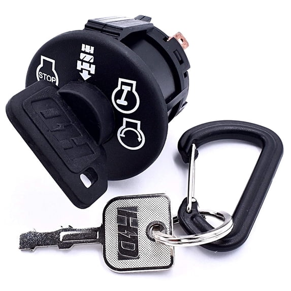 HD Switch Starter Ignition Key Switch Replaces AYP, Husqvarna, Craftsman, Sears, Poulan Lawn Mower Rider 193350, 532193350 (2 Keys & Carabiner Included)