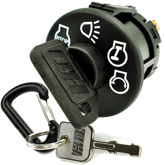 HD Switch Starter Ignition Switch Fits John Deere L100 L105 L107 L110 L111 L118 L120 L130 Mowers (1 Premium Umbrella Key, 1 Standard Key & Carabiner Included)
