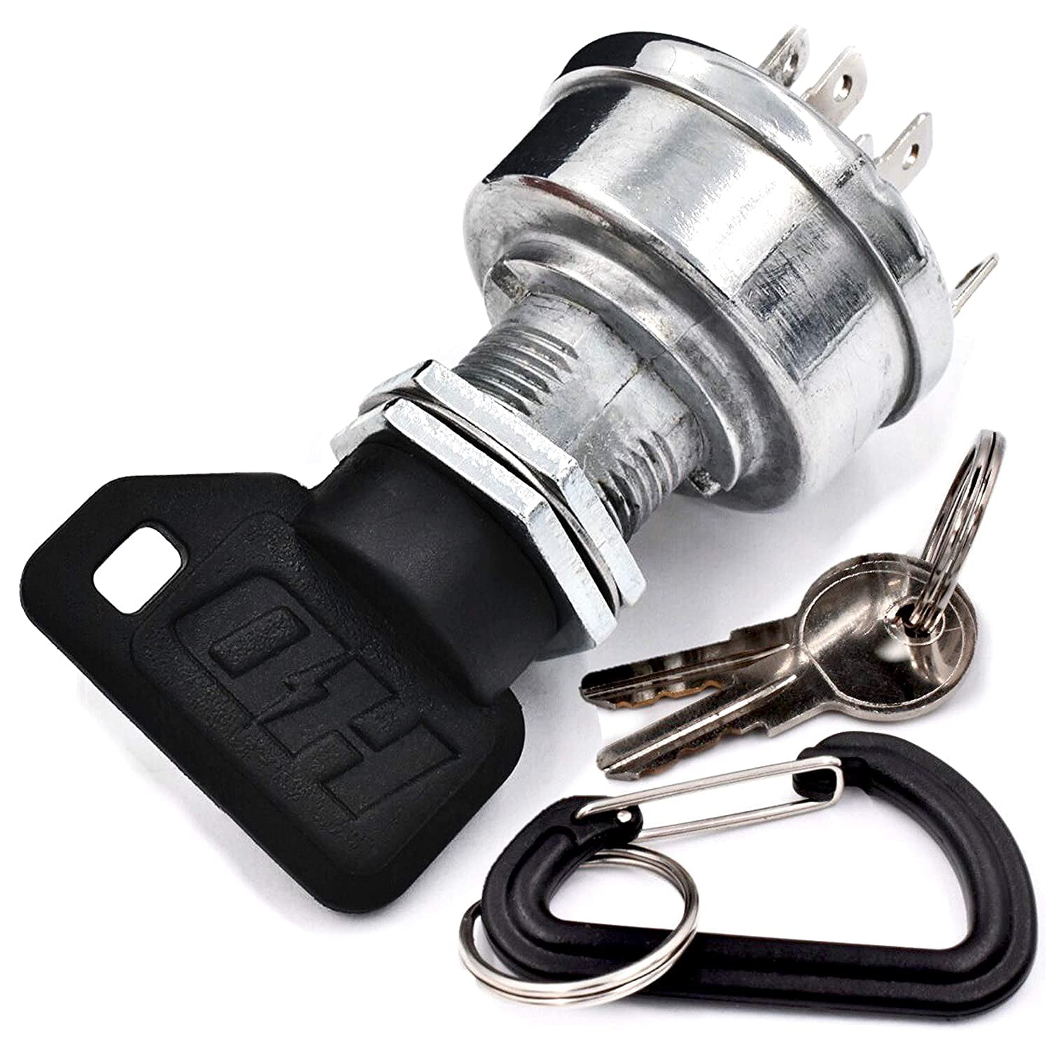 HD Switch Starter Ignition Switch For John Deere TCA22740, TCA15075, AM101561 (Includes 3 Keys & Carabiner)