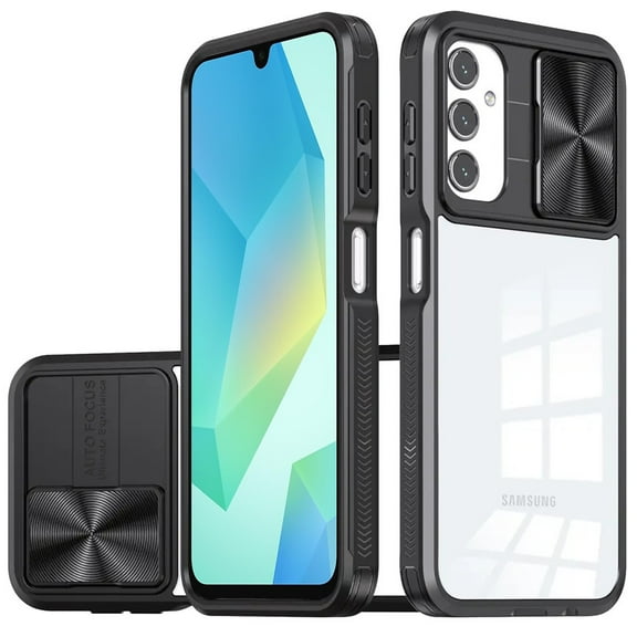 HD Transparent Case with Camera Privacy Cover for Samsung Galaxy A16 5G - Black