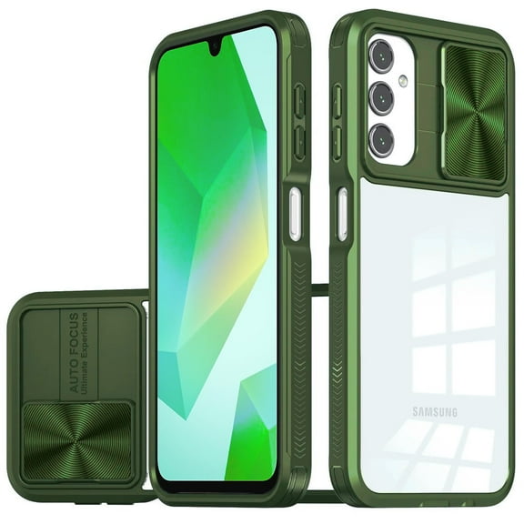 HD Transparent Case with Camera Privacy Cover for Samsung Galaxy A16 5G - Green