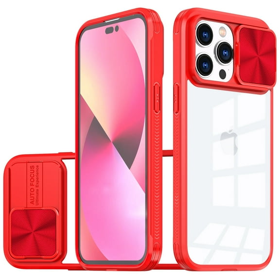 HD Transparent Case with Camera Privacy Cover for iPhone 11 - Red