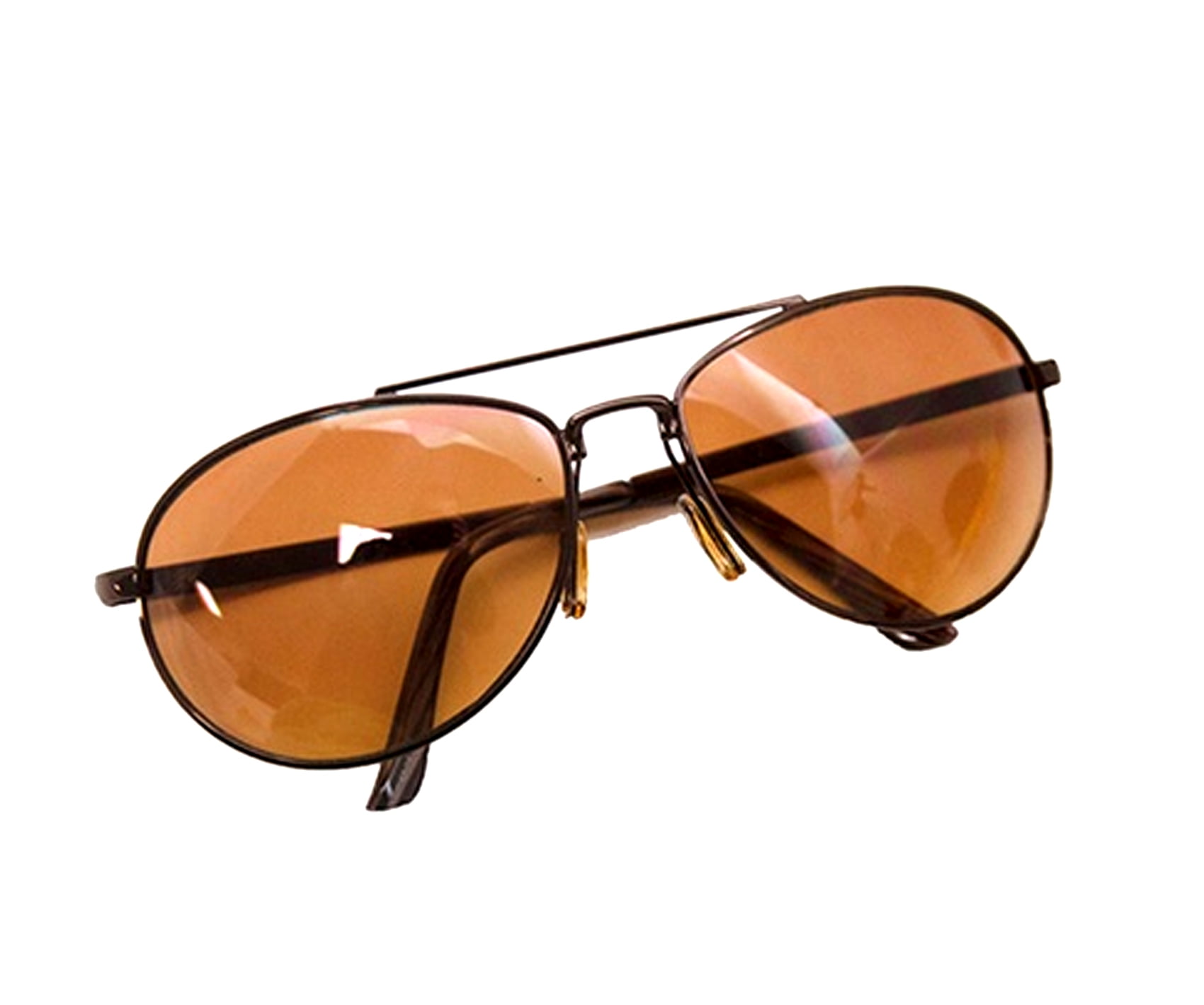 Oversized Large ROCK STAR Gold Metal Brown Big Aviator Pilot Cop