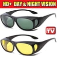thumbnail image 1 of HD Vision Sunglasses Set of 2 Day Night Sunglasses Wrap Around As Seen On TV, 1 of 9