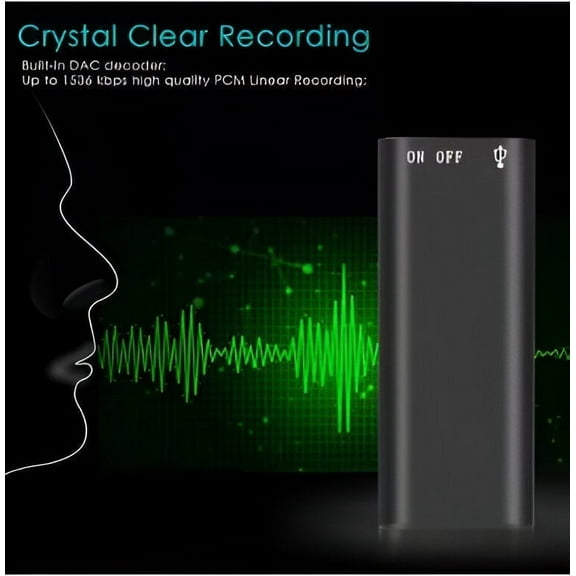 HD Voice Recorder with 16GB Storage, Aluminum Alloy Body, Sound Activated Recording, 48 Hour Battery Life, MP3 Player Function, Voice-Activated Recording for Meetings, Interviews - One Touch Button