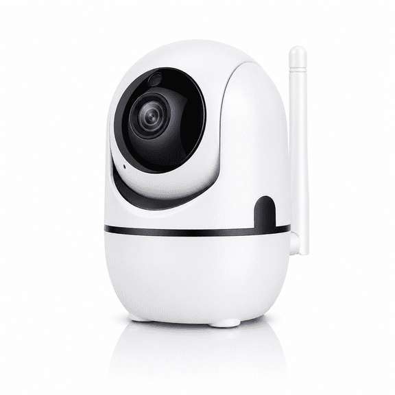 HD WiFi Indoor Security Camera, White ABS Home Monitor with Digital Zoom, Two-Way Audio, Remote Phone Viewing, Tabletop or Wall Mount Camera for Pet, Elderly Care and Home Security