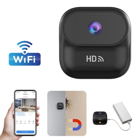 HD Wireless Security Camera, Motion Detection, Night Vision, Rechargeable 400mAh Battery, Indoor Surveillance Camera with Two-Way Audio – Black