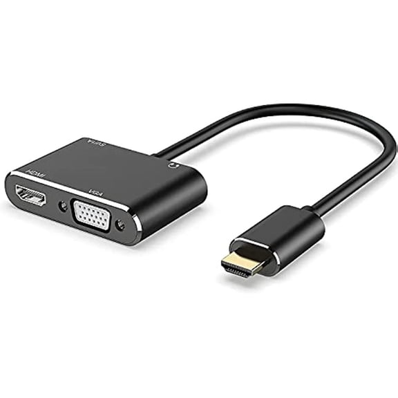 HD to HD VGA Splitter Adapter,HD Converter,, HD to VGA Converter Cable with Audio Aluminum 4K,, Laptop, and More