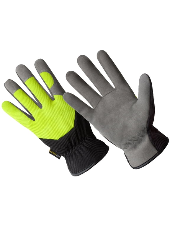 HD0002-XL, Hi-Dexterity Multi-Purpose Synthetic Leather Gloves, Hi-Viz Spandex Back, Slip-On Style