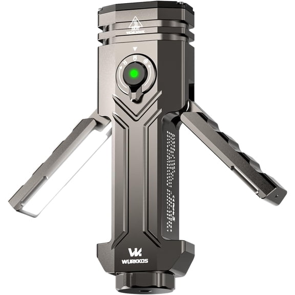 HD02 Flat LED Flashlight, Magnetic Deformation, 3200 Lumens, 5000 mAh Rechargeable, 3000K-6500K, Four-Light Sources, Folding Wing Lighting/Spotlight/UV Light/Green Light/MagneticTail,IPX6