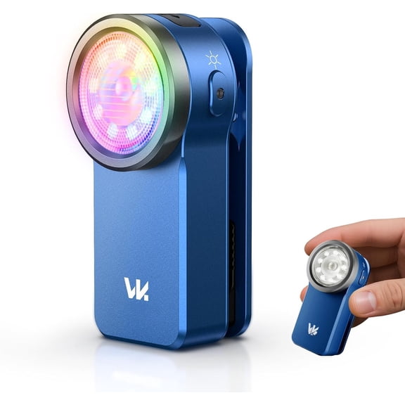 HD03 EDC Flashlight Rechargeable Clip- Light, 680Lumens Mini Pocket Flashlight with RGB, Small Flat Flashlight for Camping, Repairing, Signaling, Cycling (Blue)