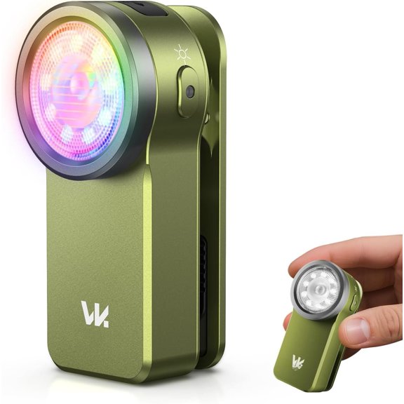 HD03 EDC Flashlight Rechargeable Clip- Light, 680Lumens Mini Pocket Flashlight with RGB,  Small Flat Flashlight for Camping, Repairing, Signaling, Cycling (Green)