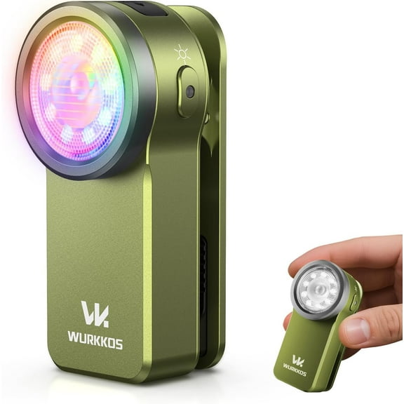 HD03 Rechargeable Flashlights EDC Clip-on Light, Bright 680 Lumens Pocket Flashlight, Combines Spotlight/Floodlight/RGB Light, Magnetic, IPX6 Waterproof for Cycling, Repairing (Olive Green)