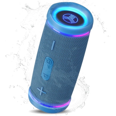 HD77 – Waterproof Bluetooth Speaker, 25W Loud 360° Sound, Deep Bass, IPX7, TWS Pairing, RGB Lights, 20H Battery, Portable Wireless Speaker for Outdoor, Beach, Camping, Party, Travel