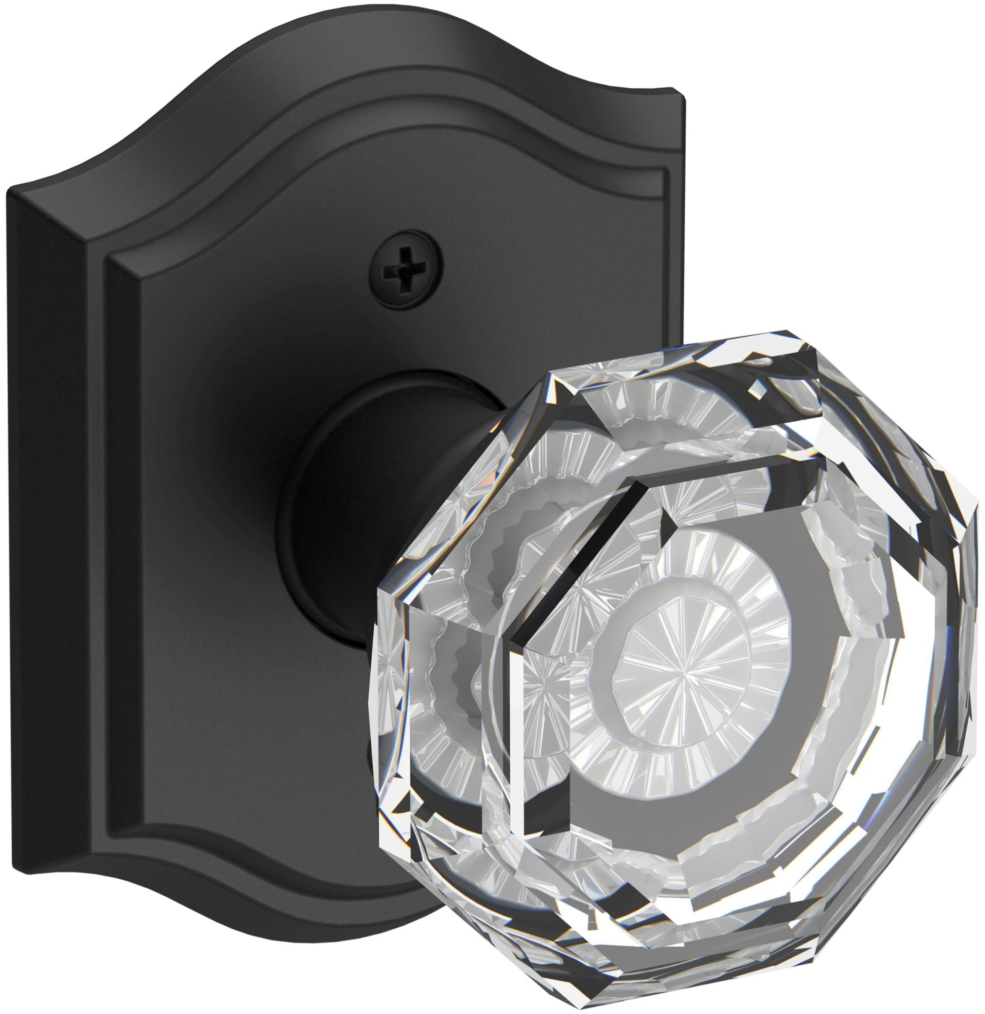 Satin Black Crystal Interior Door Knob with Arch Rosette