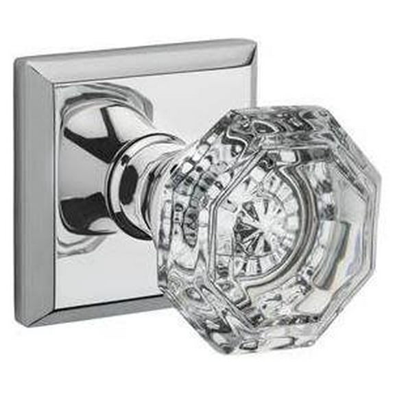 HDCRYTSR260 Half Dummy Crystal Knob and Traditional Square Rose Bright Chrome Finish