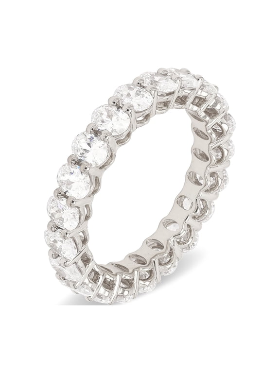 HDD 14K Oval Diamond Cut Shape 1/2 / 3/4 / 5/6 Carat LAB GROWN Diamond Eternity Band (Color E-F Clarity VS1-VS2) Platinum 1.5 Carat Size:5