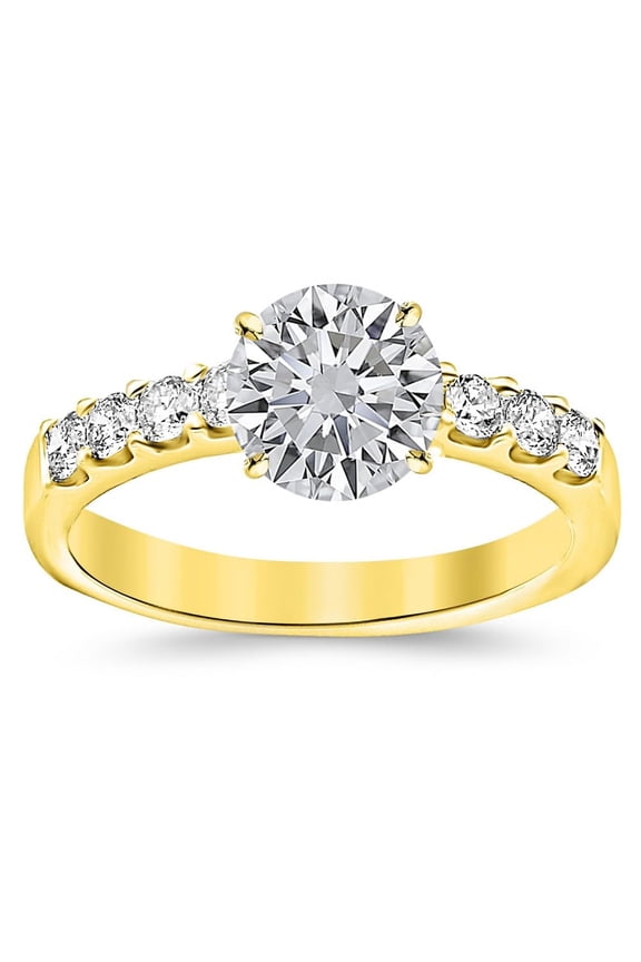 HDD 18K 2 to 10 Carat Lab Grown EXCELLENT CUT 6 Prong Solitaire Round Cut IGI CERTIFIED Diamond Engagement Ring (D-E Color VS1-VS2 Clarity) 14K Yellow Gold 4 Carat Size-9.5