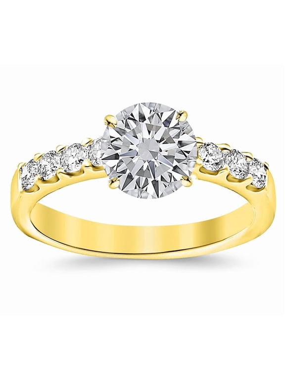HDD 18K 2 to 10 Carat Lab Grown EXCELLENT CUT 6 Prong Solitaire Round Cut IGI CERTIFIED Diamond Engagement Ring (D-E Color VS1-VS2 Clarity) 14K Yellow Gold 3.5 Carat Size-4