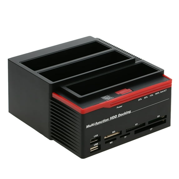 HDD Docking Station, Multi-functional 2.5"/3.5" Dual SATA IDE&SATA Hard Disk Base USB 3.0 HDD Docking Station Three-bay HDD Docking Station US Plug