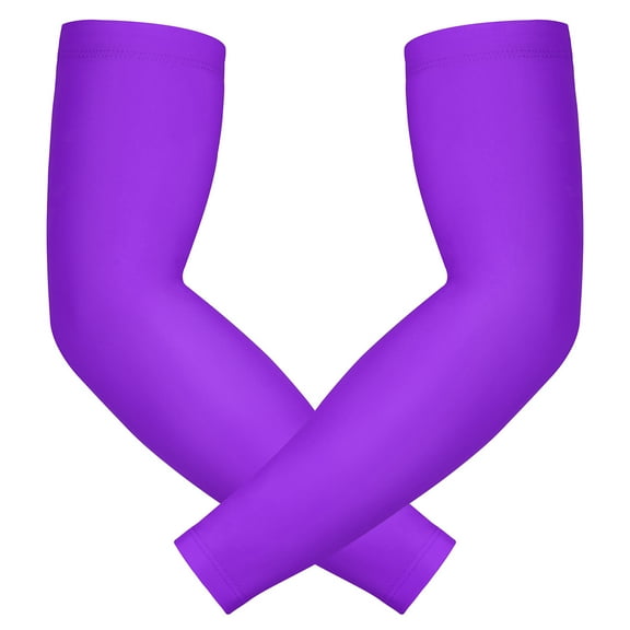 HDE Arm Compression Sleeves for Kids Youth Sports Basketball Shooting Purple 2 Count - L