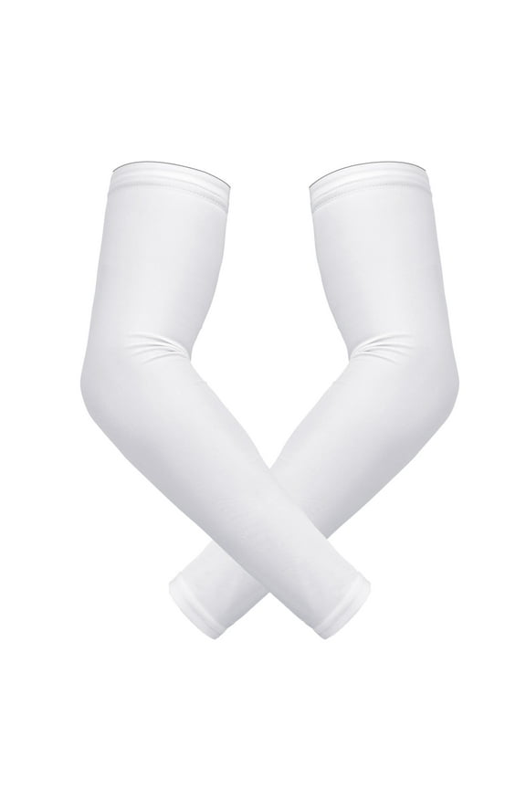 Arm Sleeves for Men Women, Compression Sleeve Arm UV Protection Basketball Baseball Football White - M