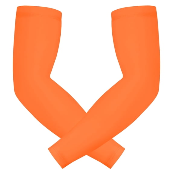 HDE Arm Sleeves for Men Women, Compression Sleeve Arm UV Protection Basketball Baseball Football Orange - S
