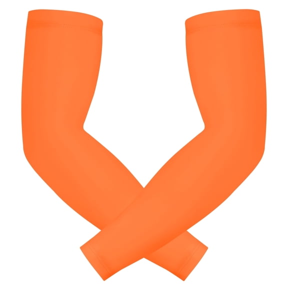 HDE Arm Sleeves for Men Women, Compression Sleeve Arm UV Protection Basketball Baseball Football Orange - S