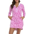 thumbnail image 1 of HDE Beach Coverups for Women UPF 50 Long Sleeve Swim Cover Up Dress with Hood Pink Paisley - L, 1 of 6