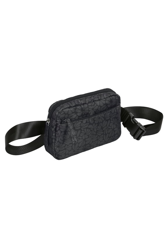 Belt Bag 2L Fanny Pack Cross Body with Adjustable Strap Black Floral Pop