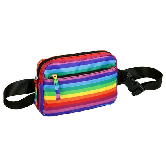 HDE Belt Bag 2L Fanny Pack Cross Body with Adjustable Strap Rainbow Stripe