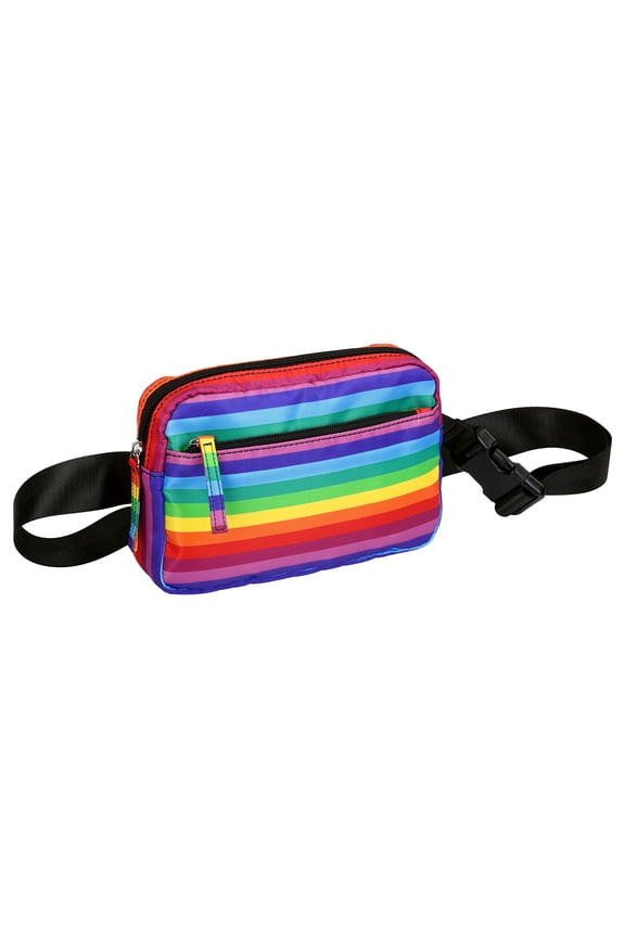 Belt Bag 2L Fanny Pack Cross Body with Adjustable Strap Rainbow Stripe