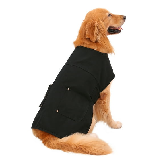 HDE Canvas Dog Vest Waterproof Jacket Cold Weather Coats for S-XL Dogs Black XL