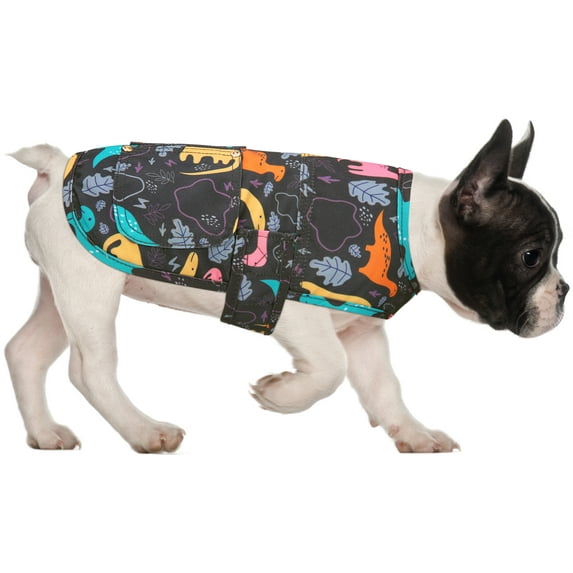 HDE Canvas Dog Vest Waterproof Jacket Cold Weather Coats for S-XL Dogs Dinosaurs S