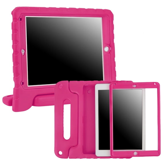 HDE iPad 2017 9.7-inch Bumper Case for Kids Shockproof Hard Cover Handle Stand with Built in Screen Protector for 5th Generation Apple iPad 9.7 inch (March 2017 Release) - Hot Pink