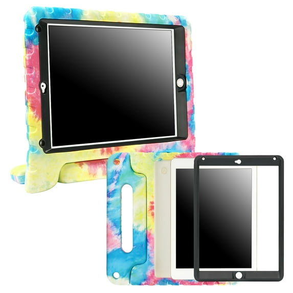 HDE Case for iPad 9.7-inch 2018 / 2017 Kids Shockproof Bumper Hard Cover Handle Stand with Built in Screen Protector for New Apple Education iPad 9.7 Inch (6th Gen) / 5th Generation iPad 9.7 Tie Dye