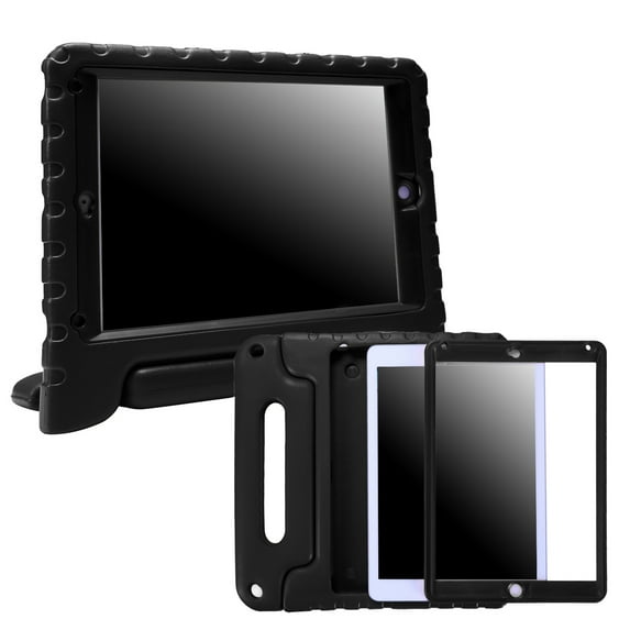 HDE iPad 2017 9.7-inch Bumper Case for Kids Shockproof Hard Cover Handle Stand with Built in Screen Protector for 5th Generation Apple iPad 9.7 inch (Black, March 2017 Release)