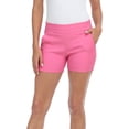 thumbnail image 1 of HDE Chino Shorts for Women, Elastic High Waisted Casual Shorts, Hot Pink L, 1 of 6