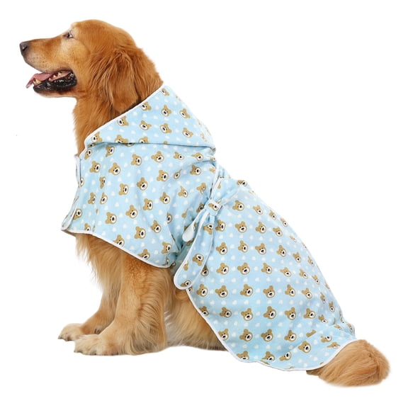 HDE Dog Bathrobe Drying Towel with Hood for Large Dogs Teddy Bears XXL