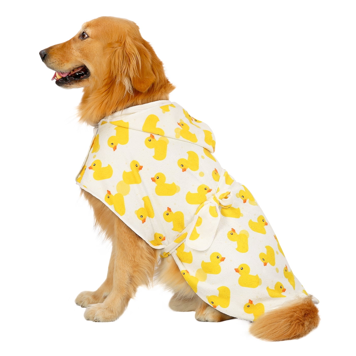 HDE Dog Bathrobe Drying Towel with Hood for Large Dogs White