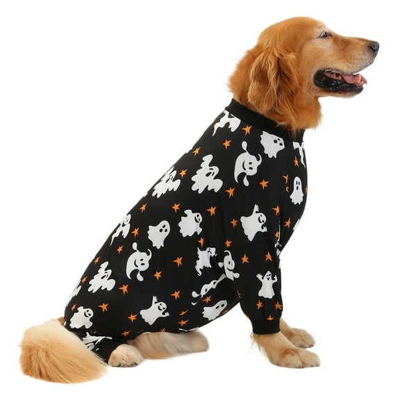 HDE Dog Pajamas One Piece Jumpsuit Lightweight Dog PJs Shirt for S-3XL Dogs Ghostly Stars XL