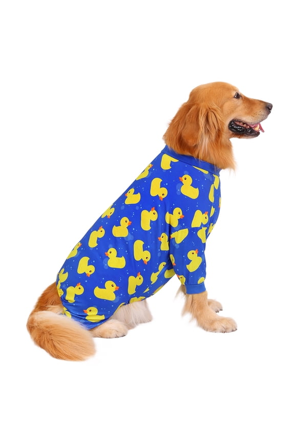 Dog Pajamas One Piece Jumpsuit Lightweight Dog PJs Shirt for S-3XL Dogs Ducks Blue XL